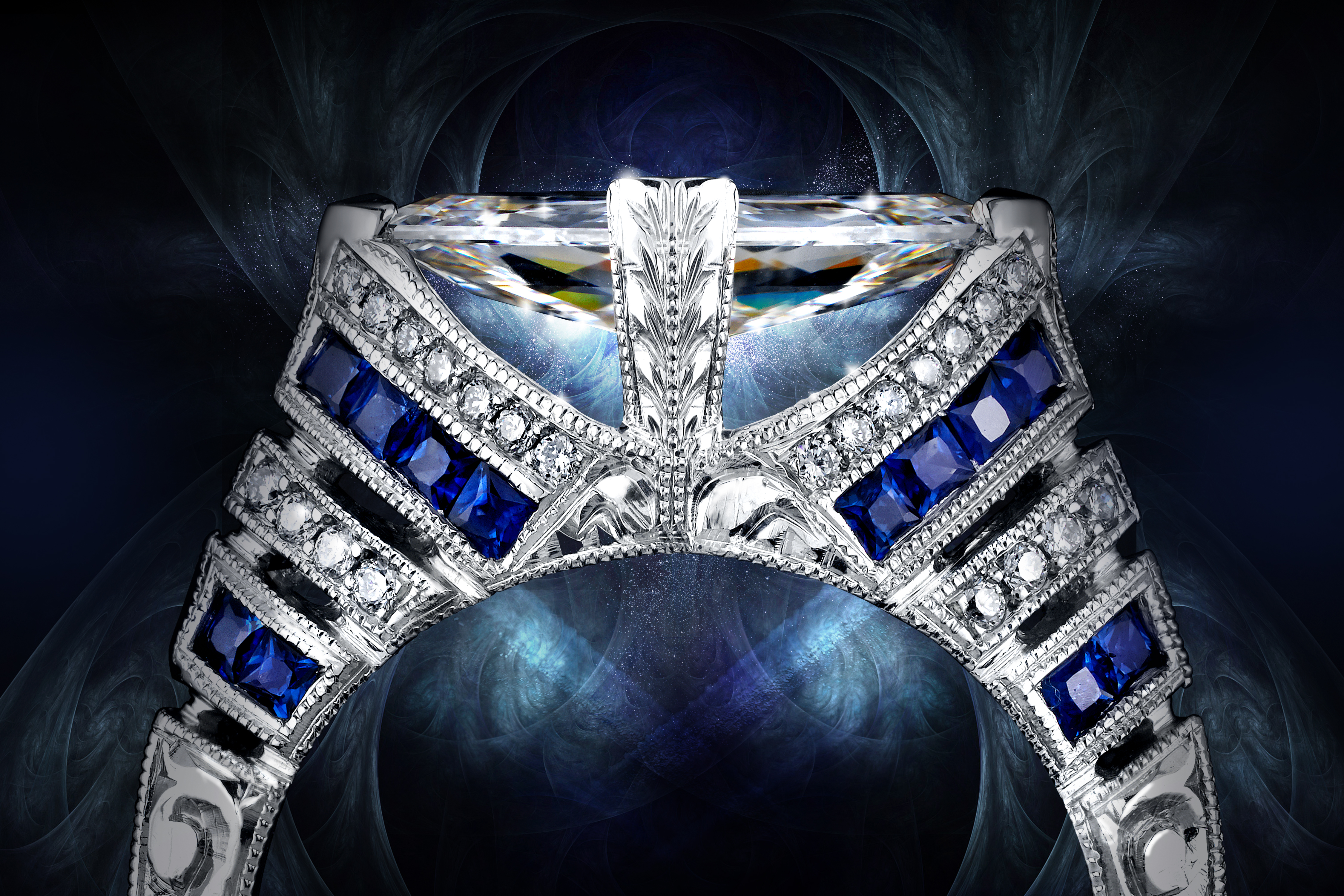 Jewelry ad, Jewelry advertising, Beautiful, Blue Ring Ad, creative jewelry ad