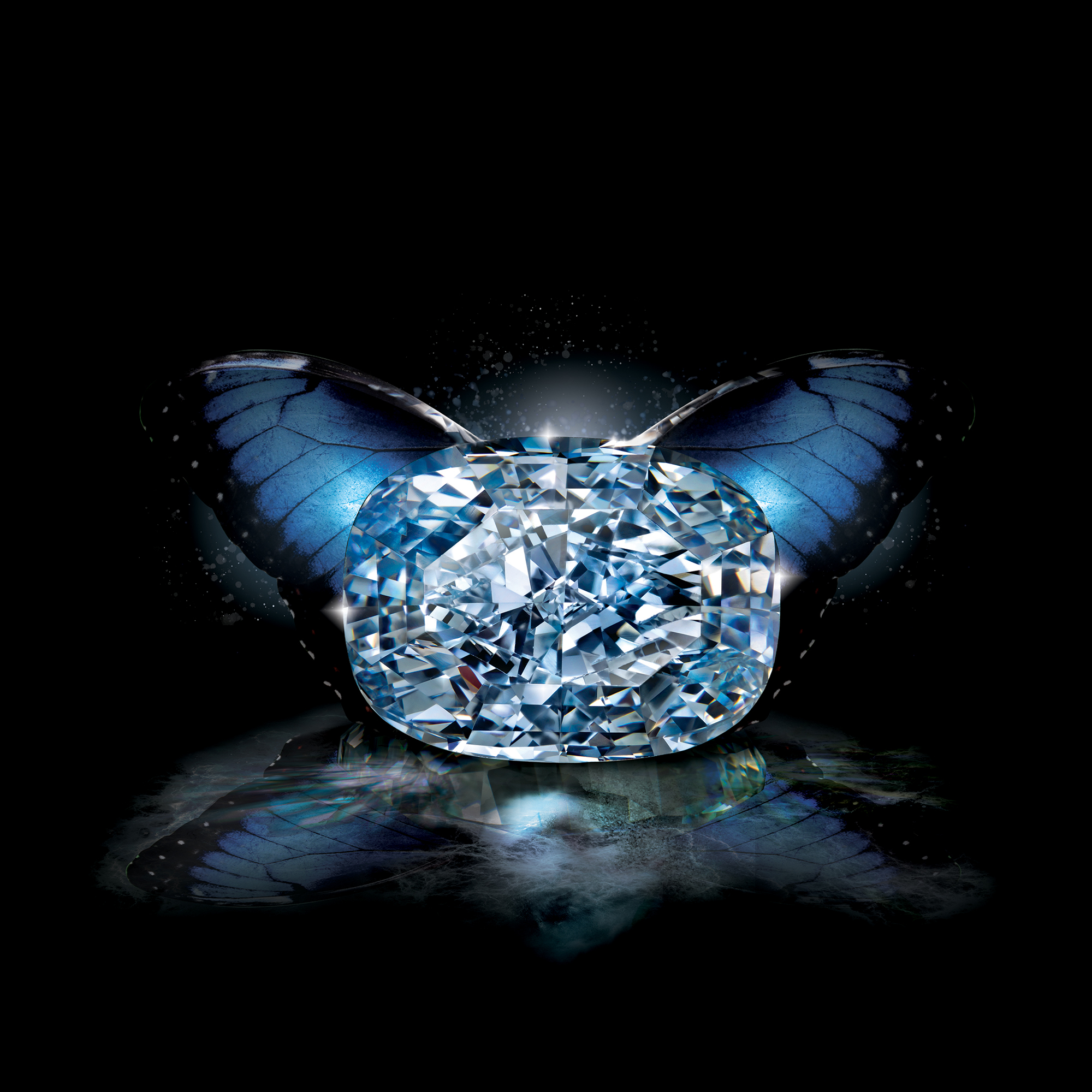 jewelry ad, gemstone ad, diamond ad, pink diamond ad, butterfly, beautiful
