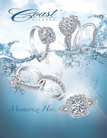 magazine ad, print ad, water, splashes, blue, beautiful, ring ad, engagement ring ad, print ad, jewelry, jewelry ad, creative jewelry ad